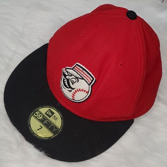 MLB Ohio Cincinnati Reds Red Baseball 59Fifty Size 7 New Era Fitted Baseball Hat - Picture 12 of 17